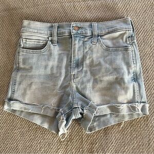 Hollister High Rise Denim Shorts Size 3 Light Wash Distressed Cuffed Summer